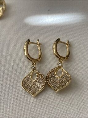 Gold-tone Pavé Drop Hinge Earrings